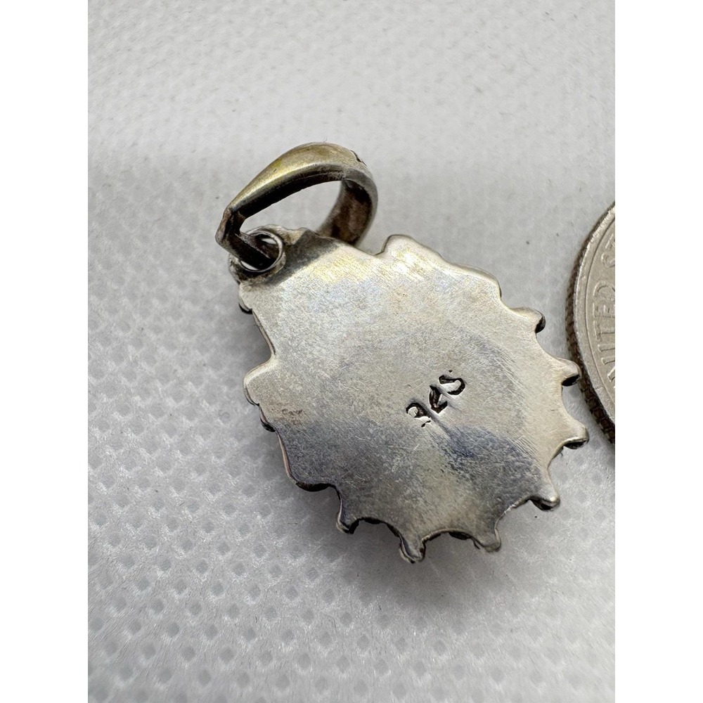 Vintage Sterling Silver 925 Turquoise Pendant Southwestern Teardrop Setting 3g - Picture 6 of 8